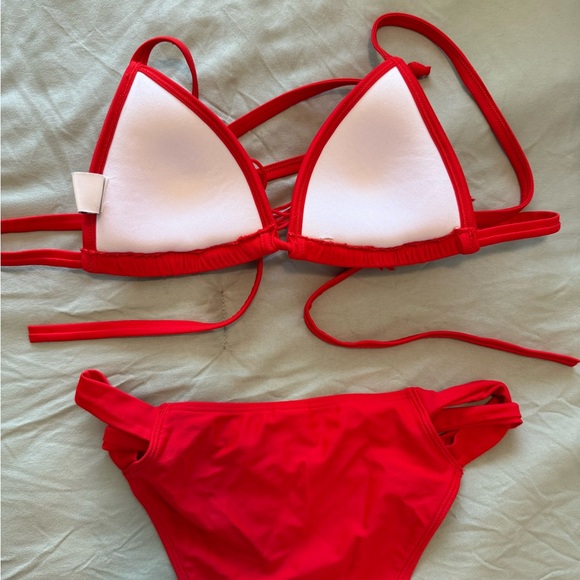 Hollister Red Fringe Bikini Set - Picture 2 of 3